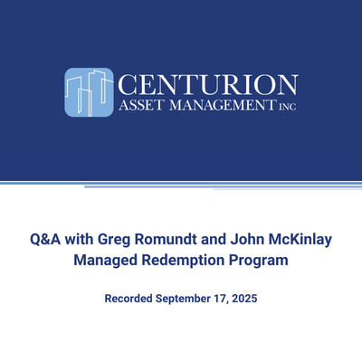 Centurion Apartment Real Estate Investment Trust: Managed Redemption Program